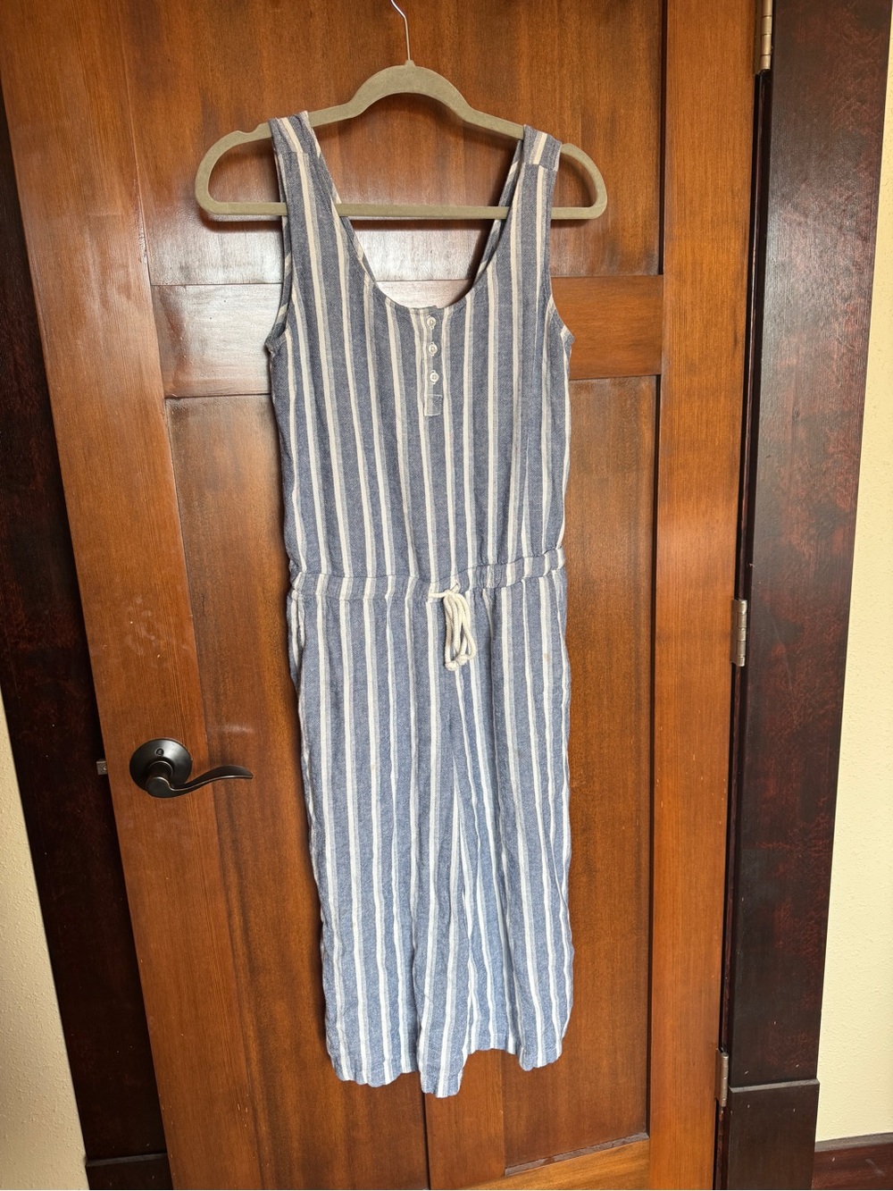 Anthropologie cloth & stone Chambray Striped Jumpsuit